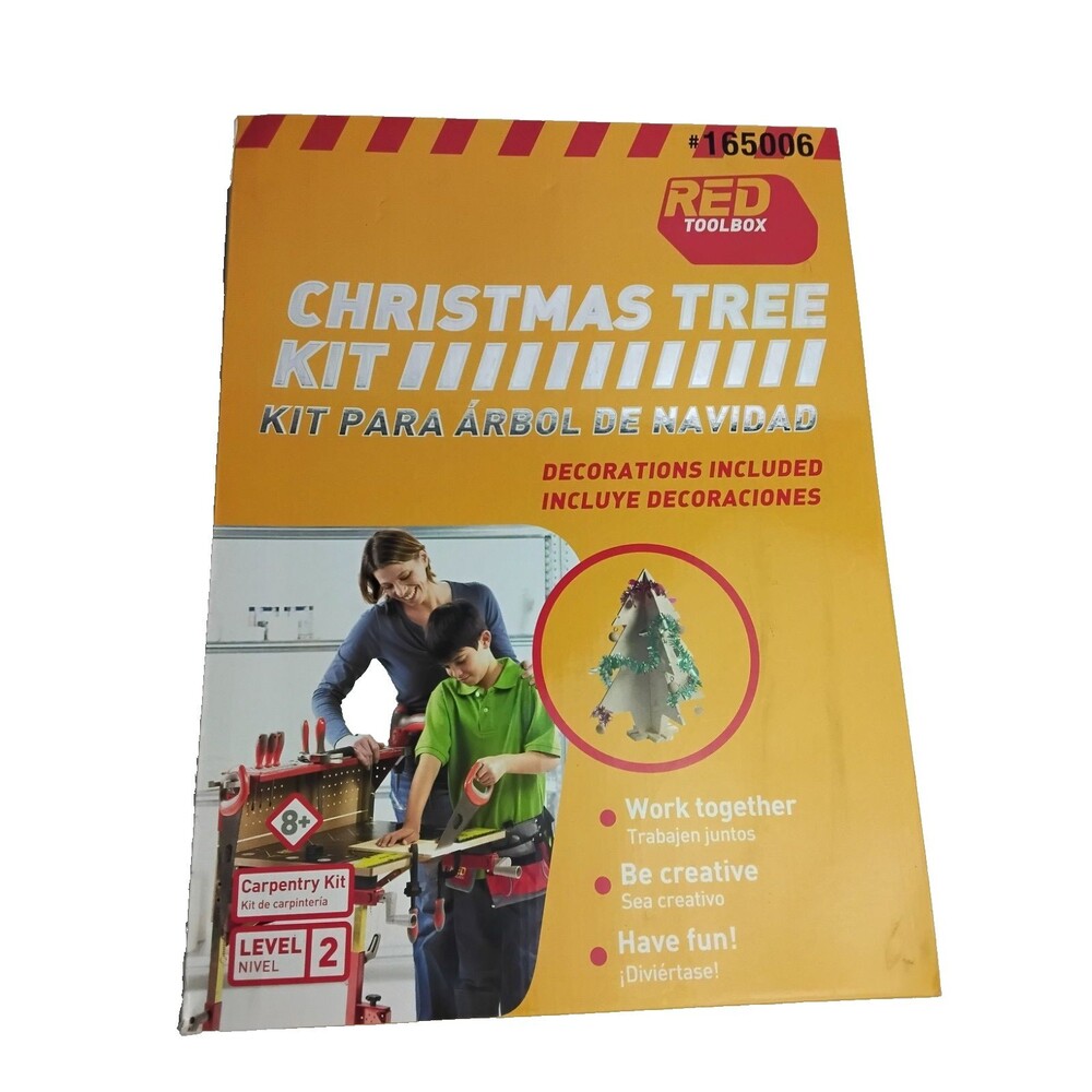 New In the Box Red Toolbox Christmas Tree Wood Craft Kit #165006 Level 2 DIY